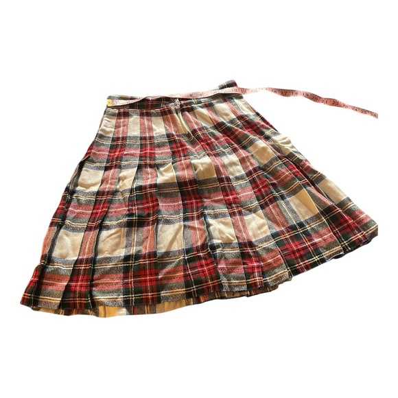 Vintage 90s/Y2K The Limited pleated tartan red white black plaid miniskirt 4 - Picture 5 of 6